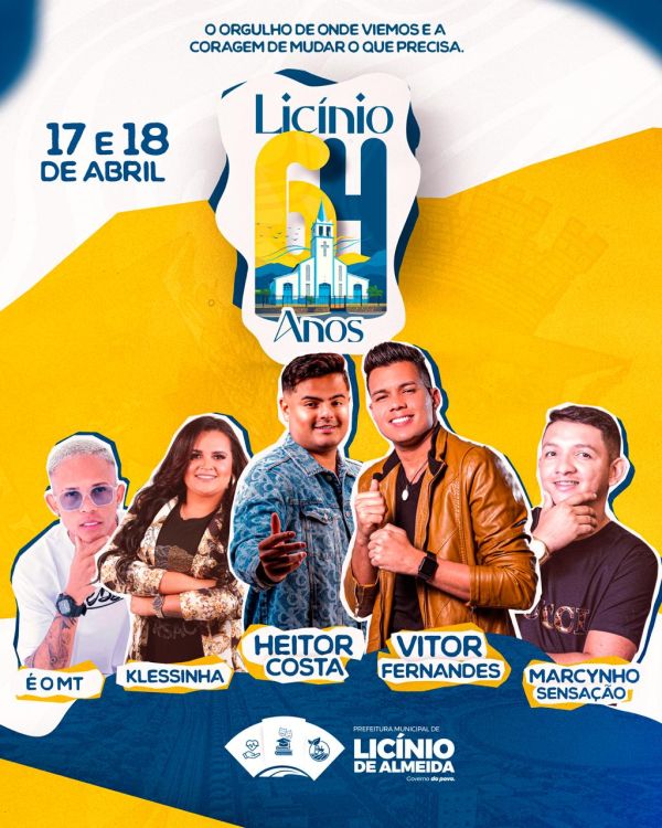 Lic&iacute;nio de Almeida celebra 64 anos com grandes shows de Heitor Costa e Vitor Fernandes
