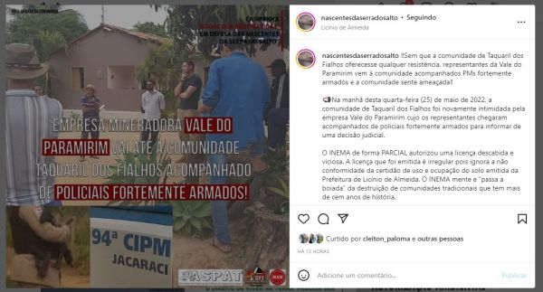 Licínio de Almeida: Empresa Mineradora Vale do Paramirim, Visita Comunidade Com Policiais