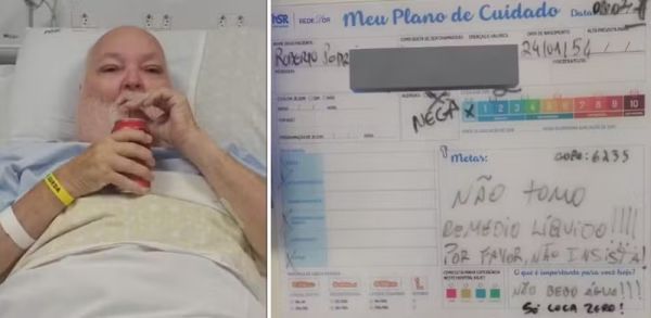 Homem internado deixa aviso de que não bebe água há 50 anos, só refrigerante: &#039;por favor, não insist