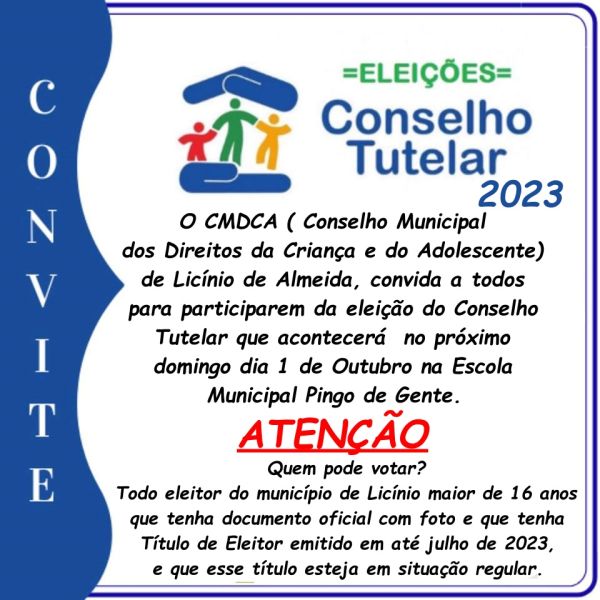 Licínio de Almeida: Eleição do Conselho Tutelar será neste domingo.