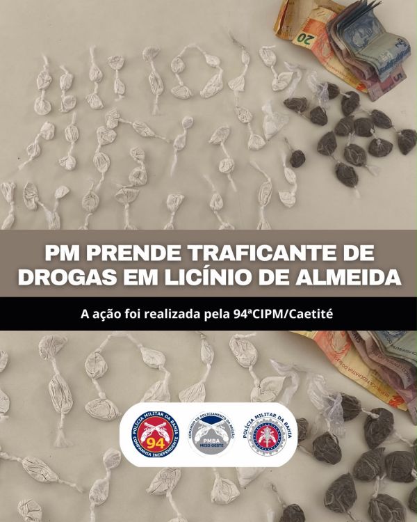 POL&Iacute;CIA MILITAR PRENDE TRAFICANTE DE DROGAS EM LIC&Iacute;NIO DE ALMEIDA