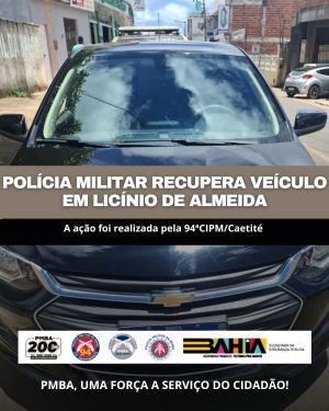 POL&Iacute;CIA MILITAR RECUPERA VE&Iacute;CULO EM LIC&Iacute;NIO DE ALMEIDA