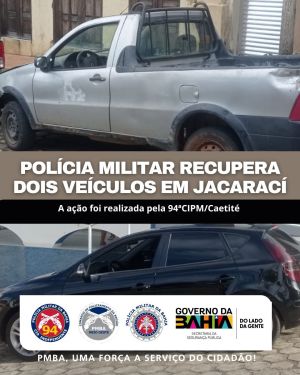 POL&Iacute;CIA MILITAR RECUPERA DOIS VE&Iacute;CULOS EM JACARAC&Iacute;