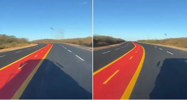 Vídeo de ciclofaixa no meio de estrada no Piauí viraliza nas redes sociais: &#039;na lateral já não é res